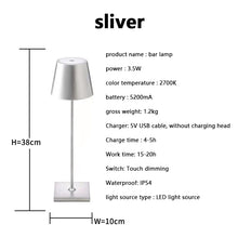 Load image into Gallery viewer, Jianbian LED Restaurant table lamp Touch Dimming Rechargeable Hotel bar Bedside decoration dimmable cordless desk lamp wireless
