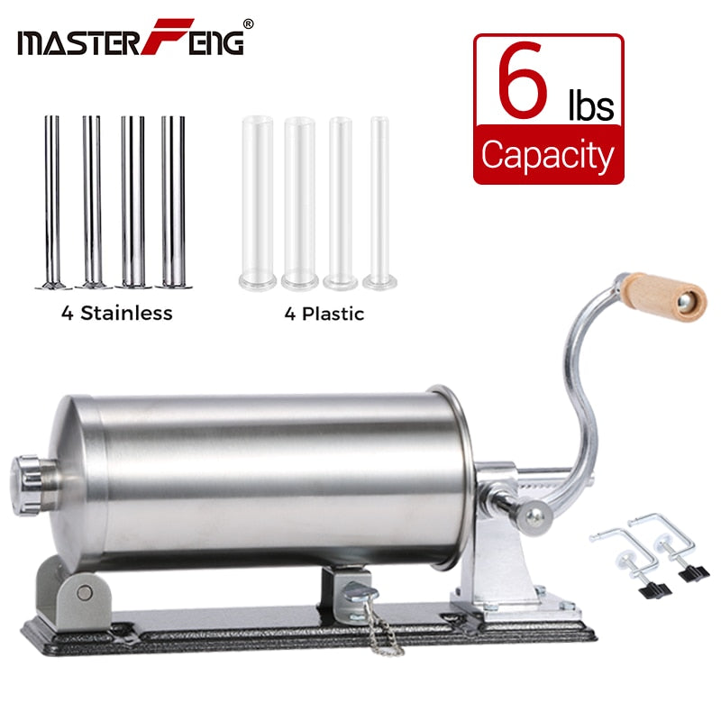 Stainless Steel Sausage Meat Stuffer Horizontal Sausage Maker Homemade Kitchen Meat Sausage Maker
