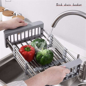 Adjustable Kitchen Stainless Steel Sink Rack Telescopic Sink Dish Rack Sink Holder Organizer