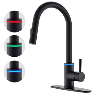 Kitchen Faucets Black Single Handle Pull Out Kitchen Tap Single Hole Handle Swivel 360 Degree Water