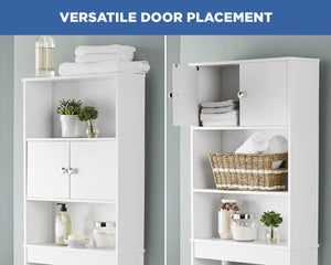 White 23 in. W Bathroom Space Saver Cabinet with 3 Fixed Shelves, Mainstays over the Toilet Storage