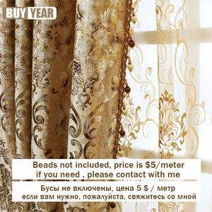 Embroidered Luxury Gold Curtains for Living Room Curtains for Bedroom
