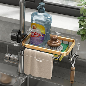 Kitchen Space Aluminum Sink Drain Rack Sponge Storage Faucet Holder Soap Drainer Shelf Basket Organizer