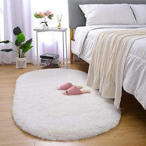 NOAHAS Oval Plush Carpet Soft Shaggy Rug for Kids Children Bedroom Living Room Furry Non-slip Bedroom Mats Home Decoration