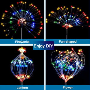 Solar LED Firework Fairy Lights Outdoor Garden Decoration Lawn Pathway Lights For Patio Yard Party Christmas Wedding Decor
