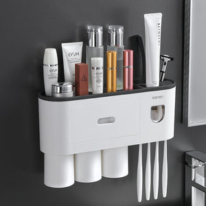 CMXIO Toothbrush Holder With Toothpaste Dispenser 1/2/3/4/5Cups Storage Rack Set
