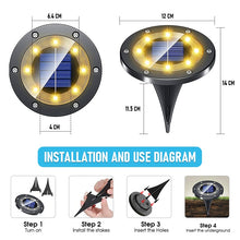 Load image into Gallery viewer, Upgraded 8/16 LED Solar lawn Lights Ground Outdoor Waterproof Solar Garden Decoration Lamps Disk Pathway Yard Landscape Lighting
