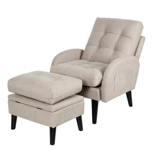Accent Chair with Ottoman Storage Sofa Chair for Living Room Lounge Bedroom Armchair