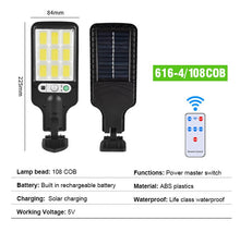 Load image into Gallery viewer, Solar Street Lights Outdoor Waterproof Motion Sensor Wall LED Lamp with 3 Mode Energy Powered
