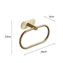 Load image into Gallery viewer, No Drilling Stainless Steel Self-adhesive Towel Bar Paper Holder Robe Hook Towel Ring Black Silver Gold Bathroom Accessories Set
