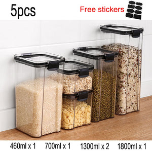 Food Storage Kitchen Container Plastic Box Jars for Bulk Cereals Kitchen Organizers for Pantry Organizer Jars With Lid Home