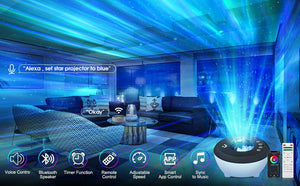 Smart Night Light Aurora Galaxy Projector LED Rotate Bluetooth Speaker Sky Projection Lamp