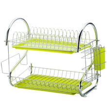 Load image into Gallery viewer, Black Dish Rack with Drip Tray Kitchen Cutlery Storage Basket Dish Drainer
