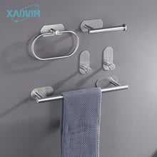 Load image into Gallery viewer, No Drilling Stainless Steel Self-adhesive Towel Bar Paper Holder Robe Hook Towel Ring
