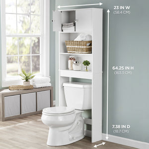 White 23 in. W Bathroom Space Saver Cabinet with 3 Fixed Shelves
