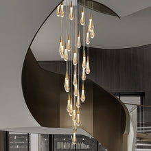 Load image into Gallery viewer, HD Tear Drop Ceiling Chandelier Loft Crystal Staircase Chandelier Living Room Gold Indoor Lighting Kitchen Hanglamp Led Modern
