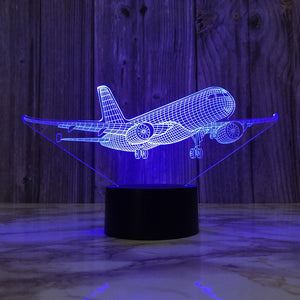 Airplane 3d Night Light Usb Plug-in Touch Table Lamp Decoration Bedside Nightlight Child Birthday Christmas Gifts for Kids Boys
