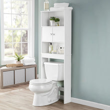Load image into Gallery viewer, White 23 In. W Space Saver Bathroom Cabinet with 3 Fixed Shelves, Mainstays Over The Toilet Storage
