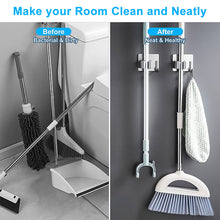 Load image into Gallery viewer, Wall Mounted Mop Holder Self Adhesive Broom Hook Mop Organize Holder Stainless Steel Storage Hooks
