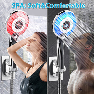 LED Shower Head Digital Shower Filter Temperature Control 3 Spraying Mode Shower Sprayer Water