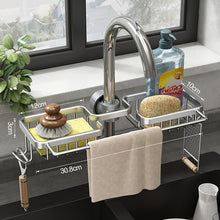 Load image into Gallery viewer, Kitchen Space Aluminum Sink Drain Rack Sponge Storage Faucet Holder Soap Drainer Shelf Basket Organizer
