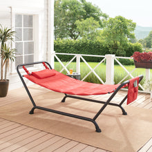 Load image into Gallery viewer, Polyester Hammock With Stand And Pillow For Outdoor Patio, Multi Color

