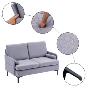 Loveseat Sofa Modern Upholstered Sofas Couch with 2 Pillows Linen Fabric Love Seats Couches for Living Room