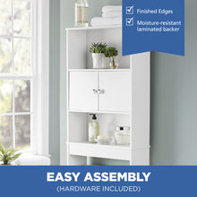 Load image into Gallery viewer, White 23 in. W Bathroom Space Saver Cabinet with 3 Fixed Shelves, Mainstays over the Toilet Storage
