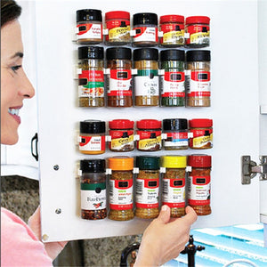 4 Layers Spice Rack Organizer Wall Cabinet Door Hanging Spice Jars Clip Hooks Set Storage Holder
