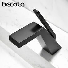 Load image into Gallery viewer, Becola Basin Faucet Black/Chrome Face Single Handle Deck Mounted Sink Taps Cold and Hot Mixer for Bathroom Crane Faucets
