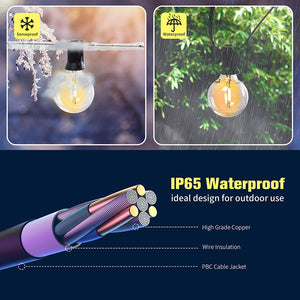 G40 Globe Outdoor LED String Lights Plastic Shatterproof Bulbs Waterproof for  Patio Garden Outside Backyard Christmas