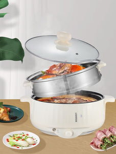 1.7L Electric Rice Cooker Single/Double Layer Household Non-stick Pan Hotpot Noodles Soup MultiCooker