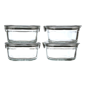 Kitchen Organizer Glass Set Of 4 Food Storage Containes With Latching Lids