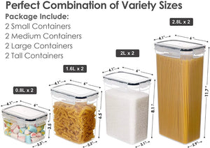 8PCS Transparent Food Storage Bottles Stackable Kitchen Organization Containers Set