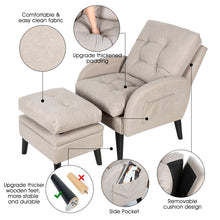Load image into Gallery viewer, Accent Chair with Ottoman Storage Sofa Chair for Living Room Lounge Bedroom Armchair with Adjustable Backrest and Side Pocket
