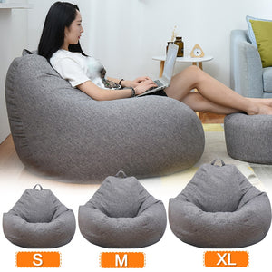 Large Small Lazy Sofas Cover Chairs Without Filler Linen Cloth Lounger Seat Bean Bag Pouf Puff Couch