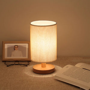 Linen Table Lamp USB Powered Modern Nordic Table Lamp Night Light Touch Control Bedside Lamp