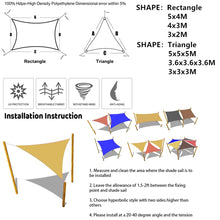 Load image into Gallery viewer, 160GSM Waterproof Awning Sunshade Sun Shade Sail For Outdoor Garden Beach Camping Patio Pool Sun Canopy Tent Sun Shelter
