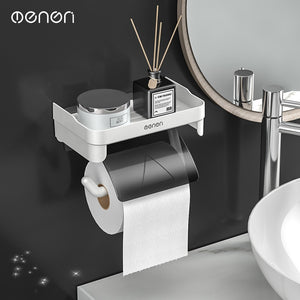 MENGNI Wall Mount Toilet Paper Holder no Drill Bathroom Tissue Dispenser Self-adhesive Kitchen Roll Paper Rack  stand Accessory