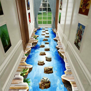 3D Adventure Glass Bridge Promenade Carpet Bedroom Kitchen Carpet
