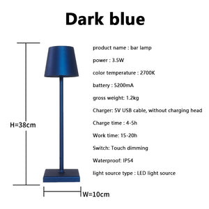 Jianbian LED Restaurant table lamp Touch Dimming Rechargeable Hotel bar Bedside decoration dimmable cordless desk lamp wireless