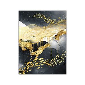 Canvas Art Painting Home Decor Wall Art Abstract Marble Scenery Picture Golden Luxury Decor Poster and Print for Living Room