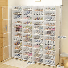 Load image into Gallery viewer, Hot Sale Fold Plastic Shoe Boxes Thickened Transparent Stackable Shoe Organizer
