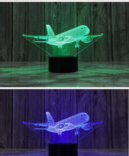 Load image into Gallery viewer, Airplane 3d Night Light Usb Plug-in Touch Table Lamp Decoration Bedside Nightlight Child Birthday Christmas Gifts for Kids Boys
