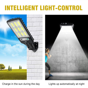 Solar Street Light Outdoor Wall Lamp Waterproof 3 Modes PIR Motion Sensor Garden Patio Porch Garage Security Lighting