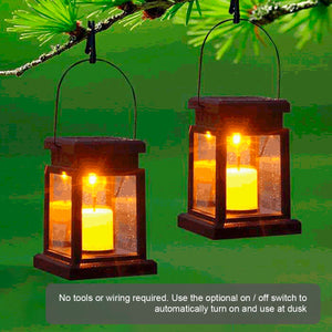 Solar Candle Lantern Outdoor LED Solar Light Waterproof Hanging Lantern Landscape Light Retro Yard Garden Lights Christmas Decor
