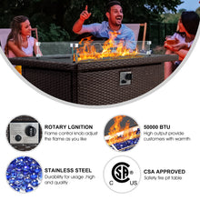 Load image into Gallery viewer, Propane Fire Table with Wind Guard Brown Rattan Smokeless Firepit Outdoor Fire Pits for Outside Patio Garden Deck Dinning
