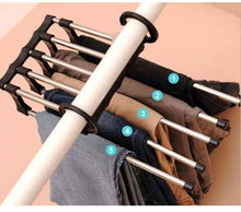 Load image into Gallery viewer, 5 in 1 Magic Trouser Rack Hangers Stainless Steel Folding Pant Rack Tie Hanger Shelves Bedroom Closet Organizer Wardrobe Storage

