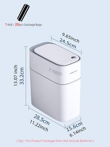 14l Smart Bathroom Trash Can Automatic Bagging Electronic Trash Can White Touchless Narrow Smart Sensor Garbage Bin Smart Home