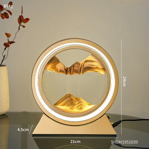 LED Light Creative Quicksand Table Lamp Moving Sand Art Picture 3D Hourglass Deep Sea Sandscape Bedroom
